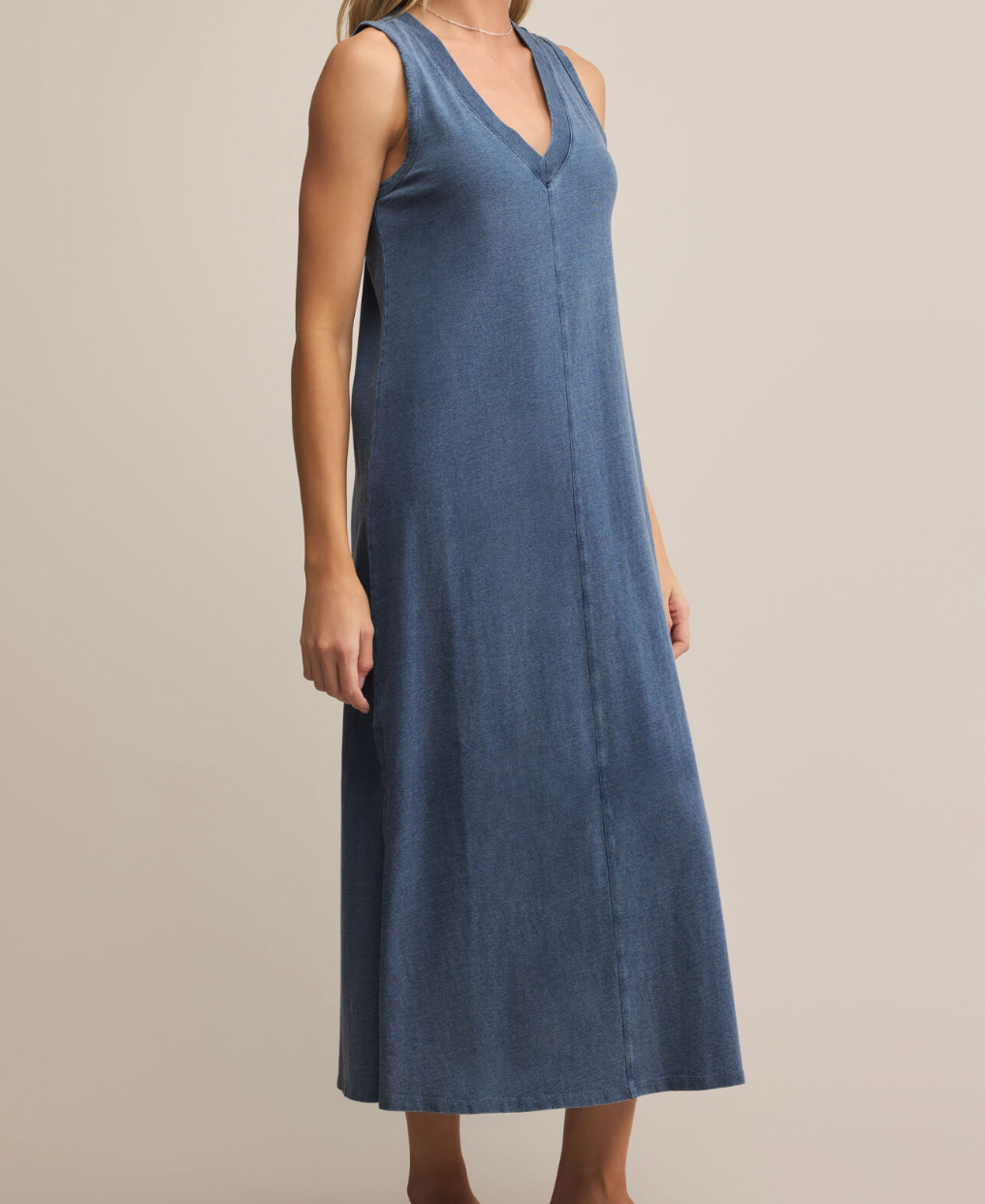 Vintage Indigo Sleeveless Midi Dress