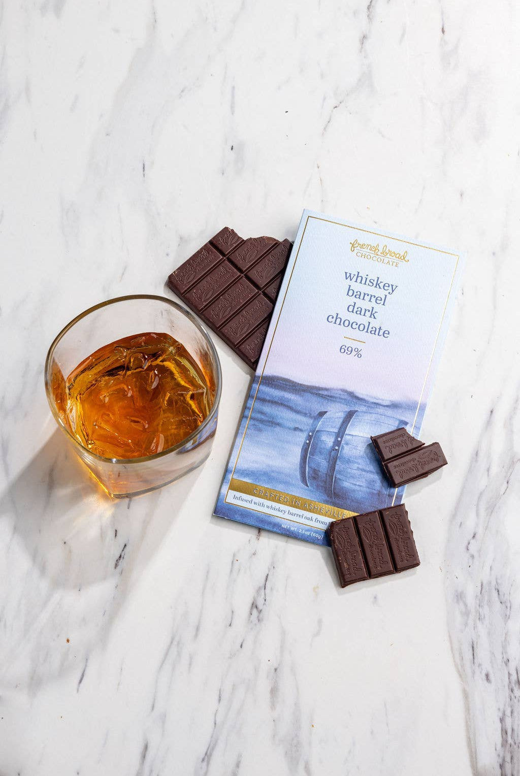 Rose & Lee Co Whiskey Barrel with Smoked Salt Chocolate Bar 69%, 60g Food & Drink