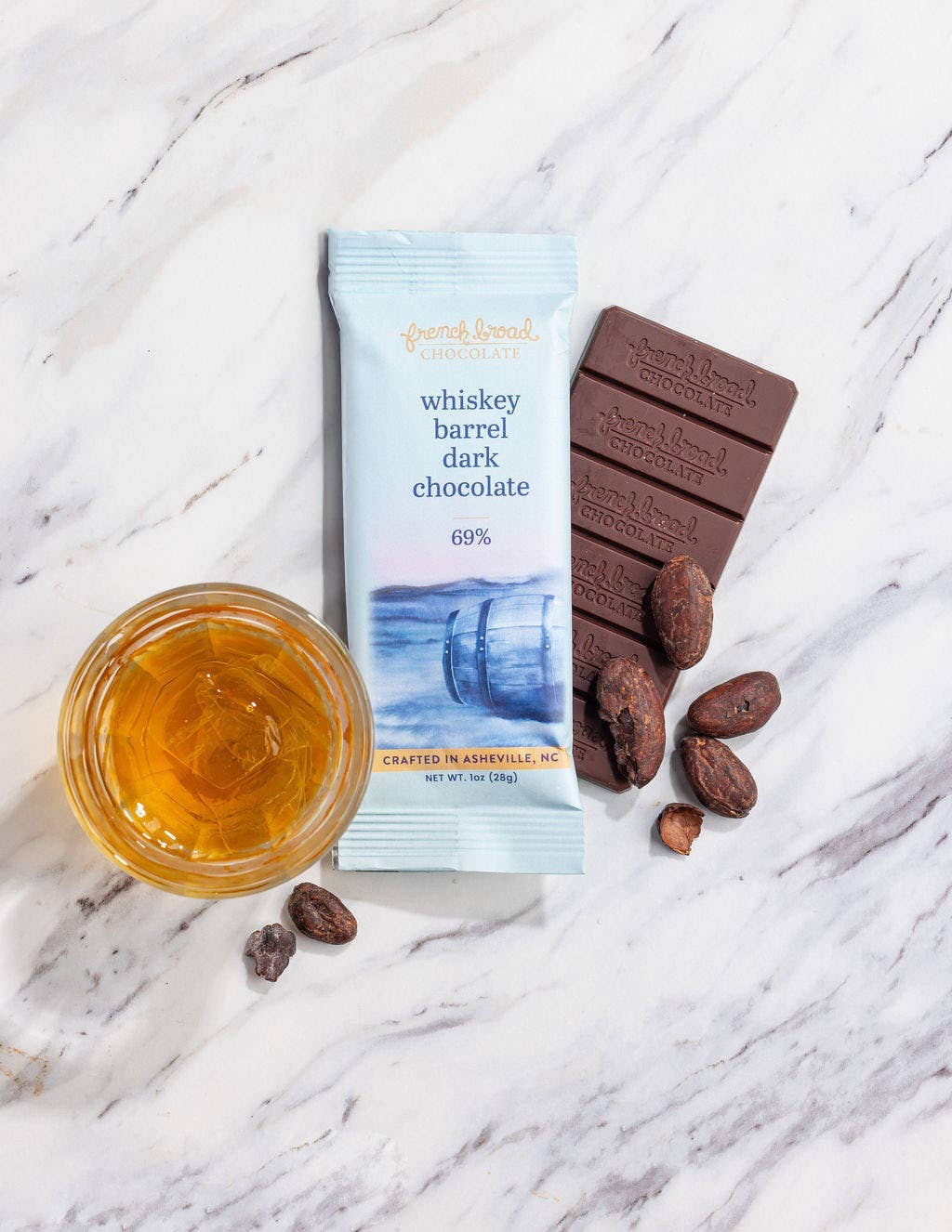 Rose & Lee Co Whiskey Barrel with Smoked Salt Chocolate Bar 69%, 28g Food & Drink