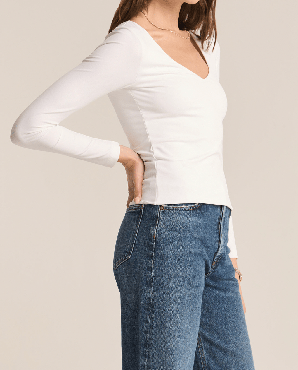 Rose & Lee Co Avala Top, White by Z Supply Long Sleeve