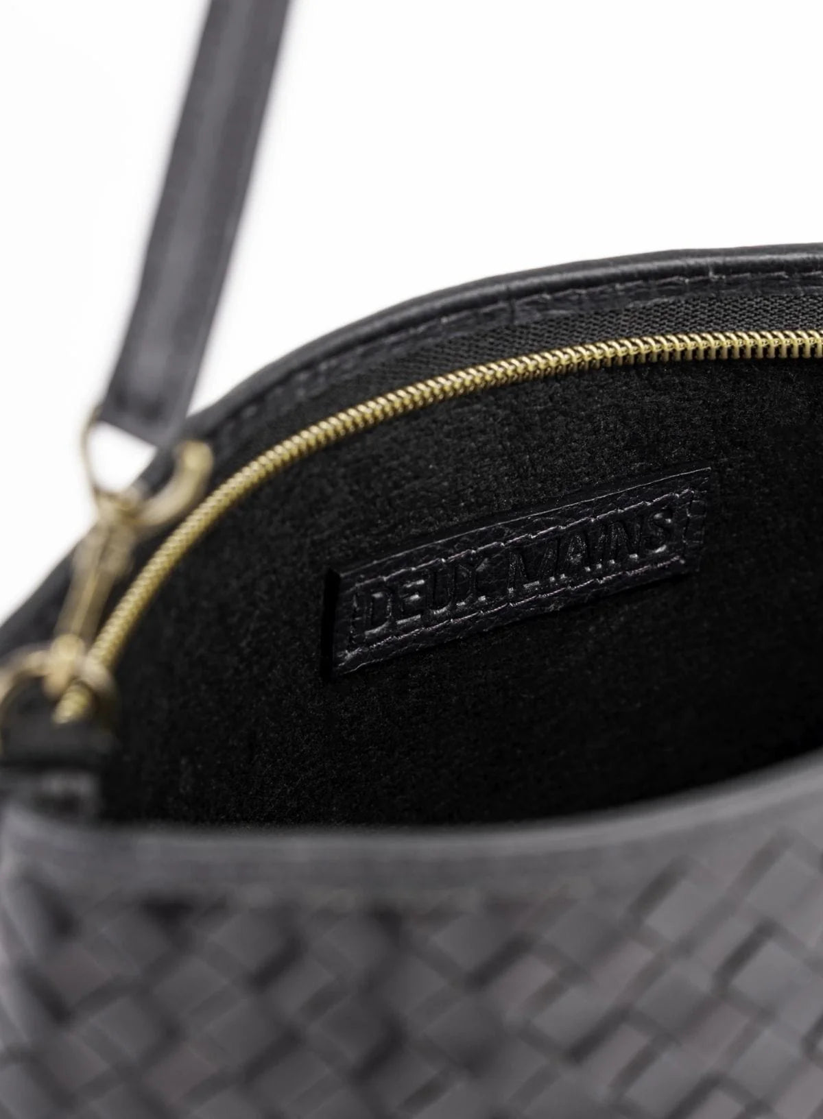 Black Woven Leather Shoulder Bag