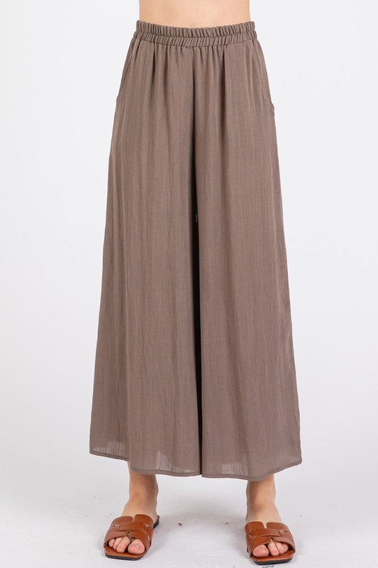 Walnut Grey Wide Leg Pull-On Pants