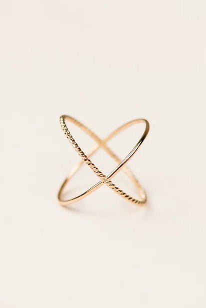 Rose & Lee Co Braided X Ring, Gold Rings