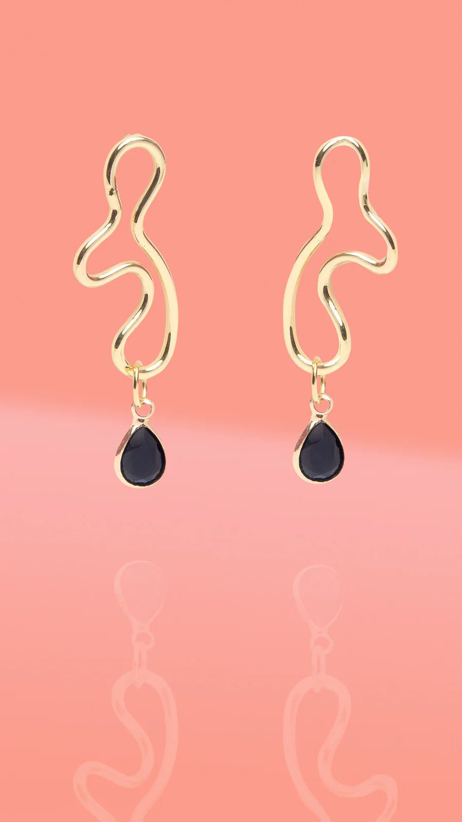 Rose & Lee Co Abstract Glass Charm Wiggle Hoops, Black Earrings