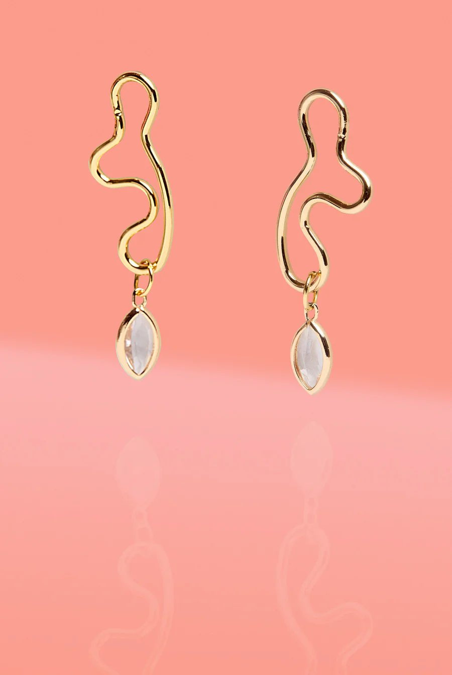 Rose & Lee Co Abstract Glass Charm Wiggle Hoops, Clear Earrings