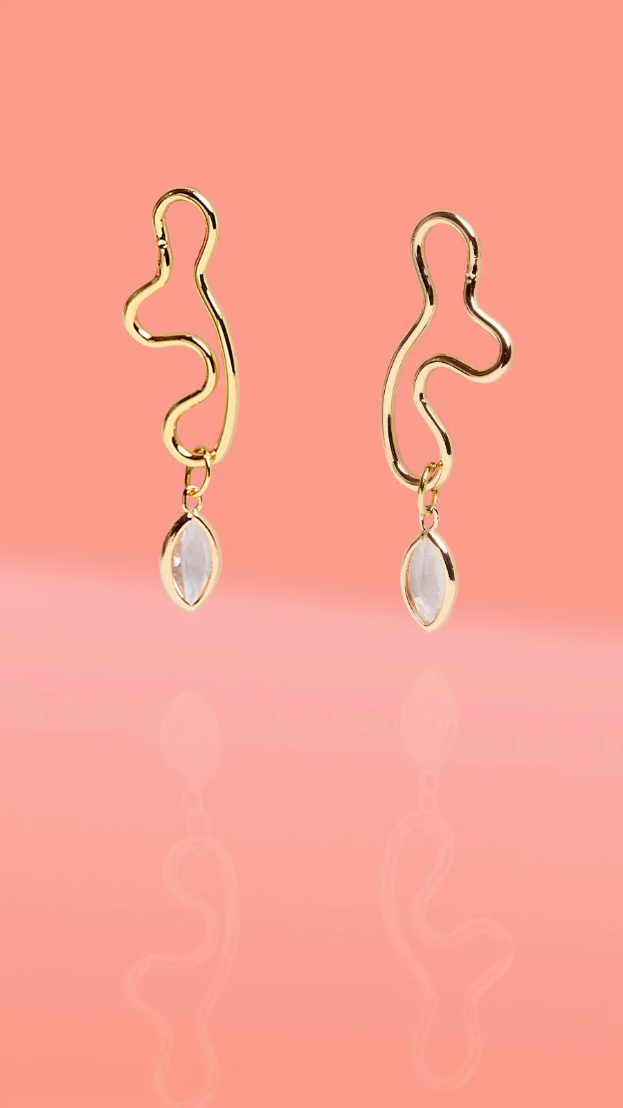 Rose & Lee Co Abstract Glass Charm Wiggle Hoops, Clear Earrings