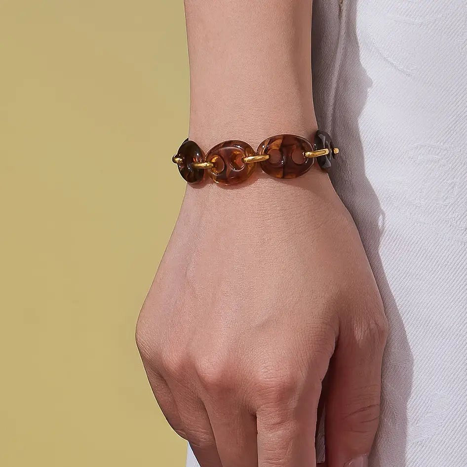 Rose & Lee Co Acacia Chunky Link Bracelet, 18k Gold Bracelets