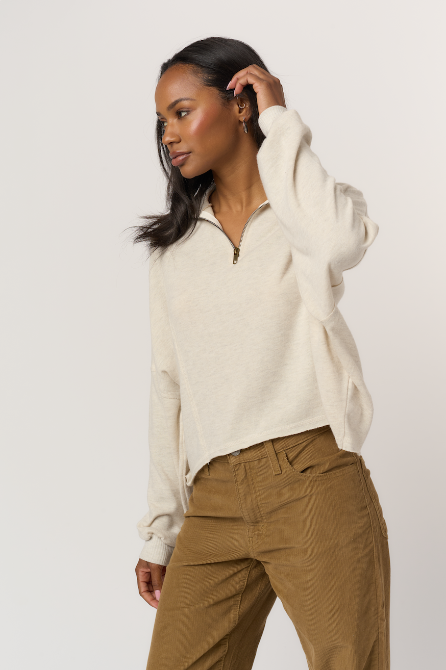 Oatmeal Long Sleeve Half Zip Pullover
