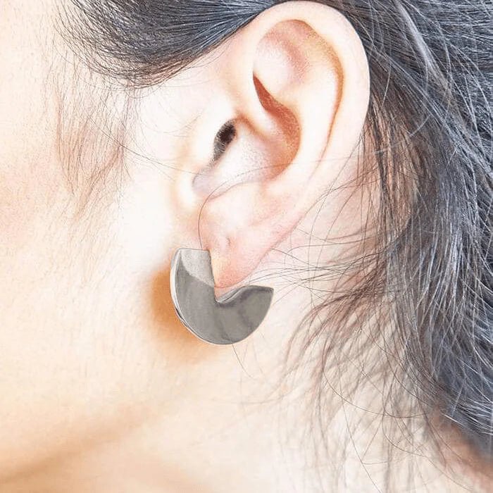 Rose & Lee Co Silver Mini Semi Circle Stud Earrings Earrings