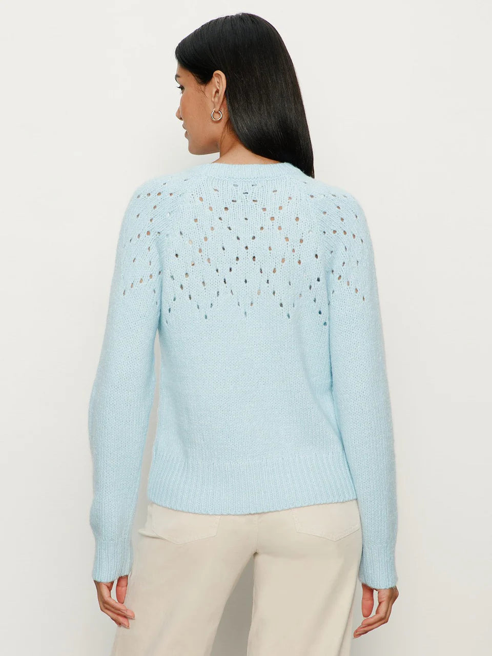 Openwork Knitted Blue Sweater