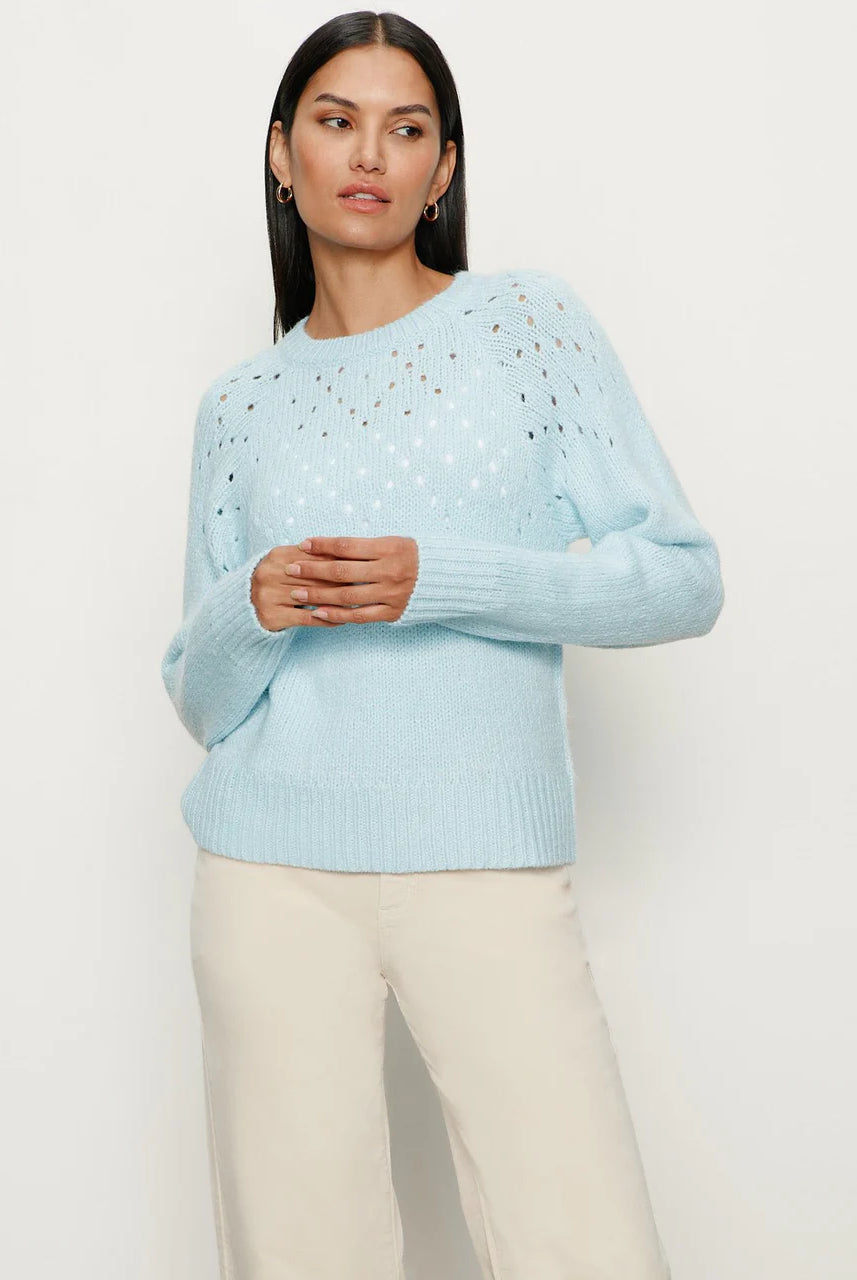Openwork Knitted Blue Sweater
