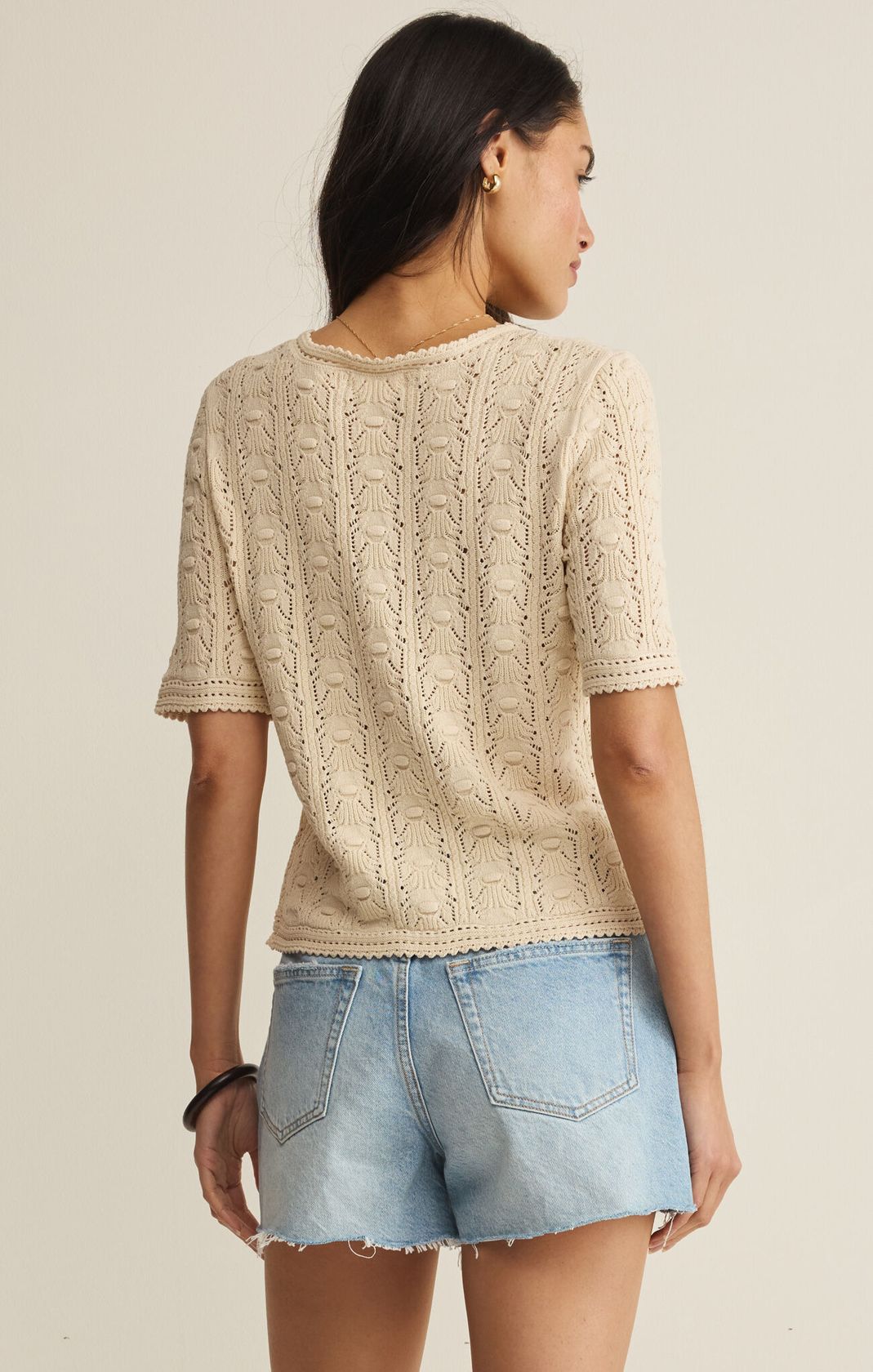 Rose & Lee Co Adria Sweater Top, Island Coconut by Z Supply short sleeve