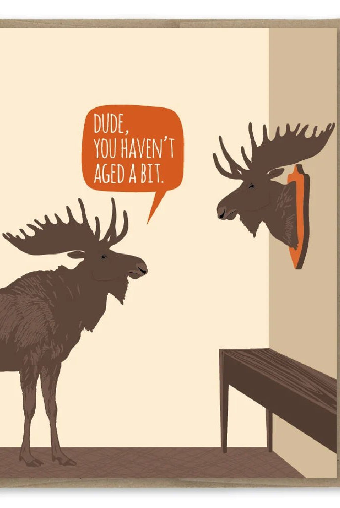 Rose & Lee Co Aged Moose Trophy Birthday Card Stationery