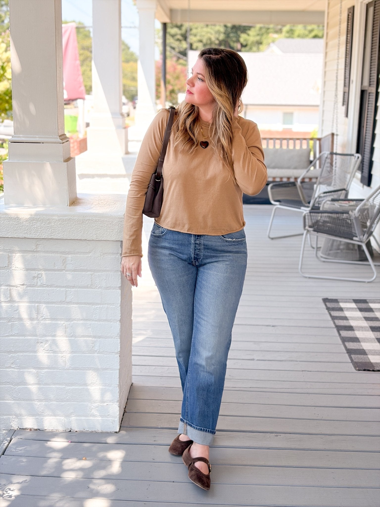 Rose & Lee Co Aiko Tee, Mocha by Michael Stars Long Sleeve