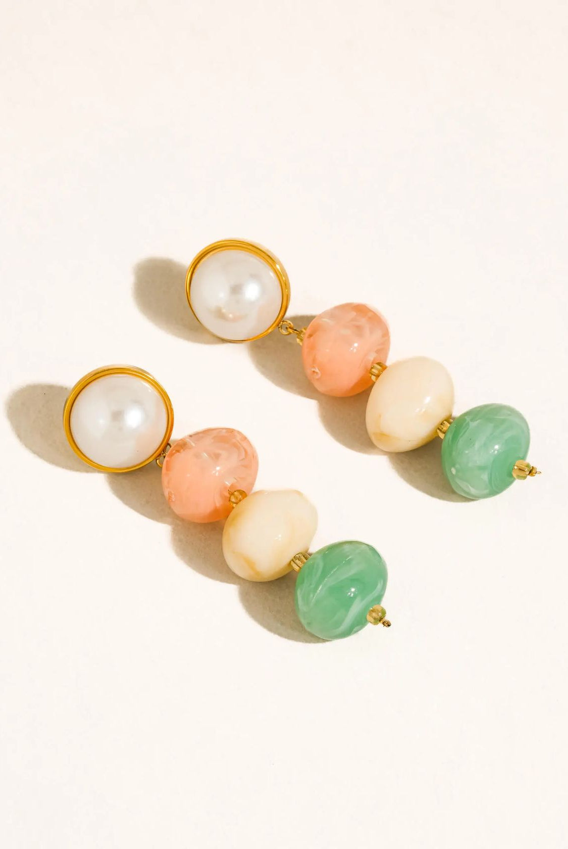 Rose & Lee Co Alani Pastel Beaded Earrings, 18k Gold Earrings