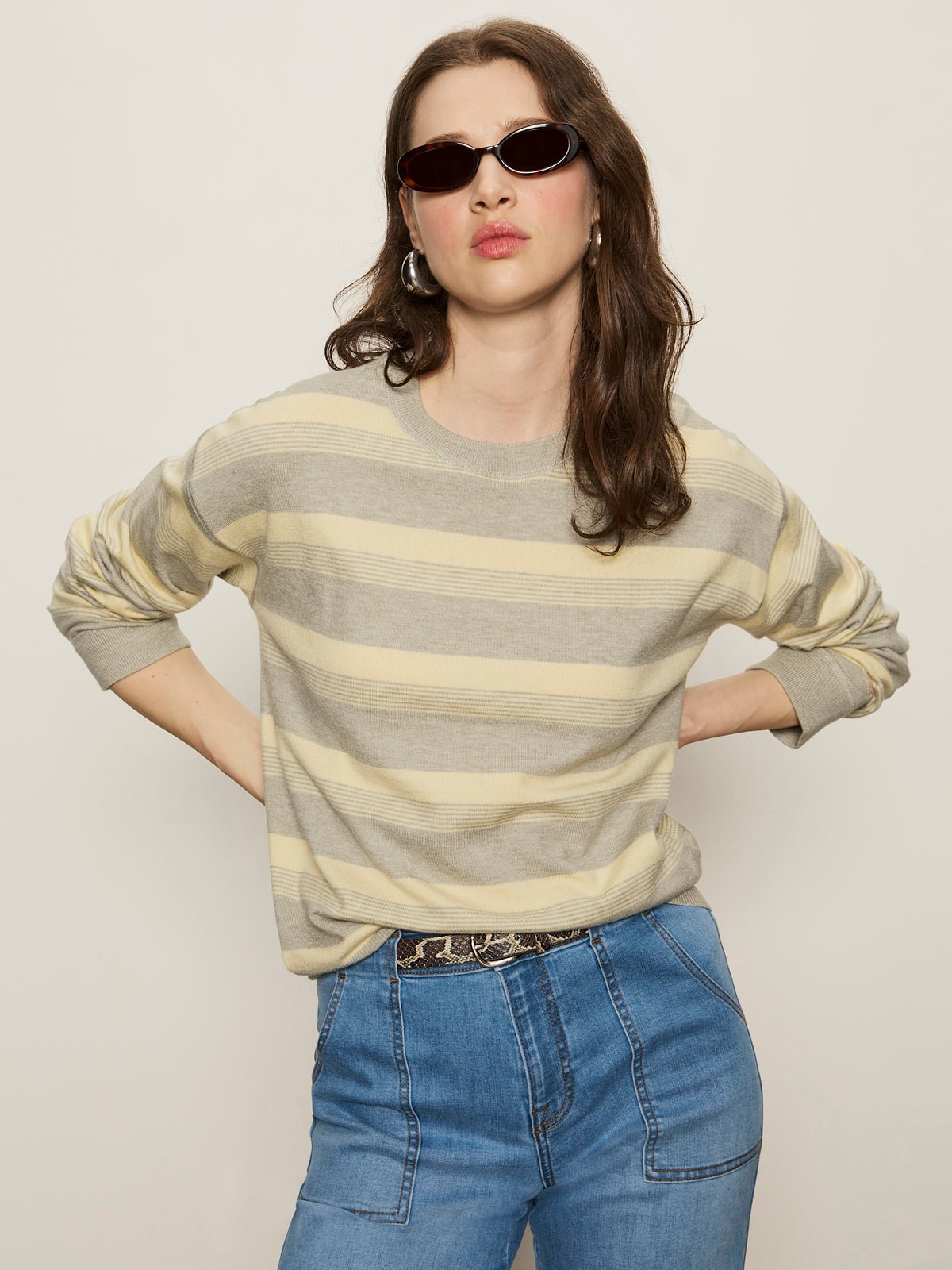 Rose & Lee Co Alden Sweater, Heather Grey/Buttercream by Sanctuary Sweaters