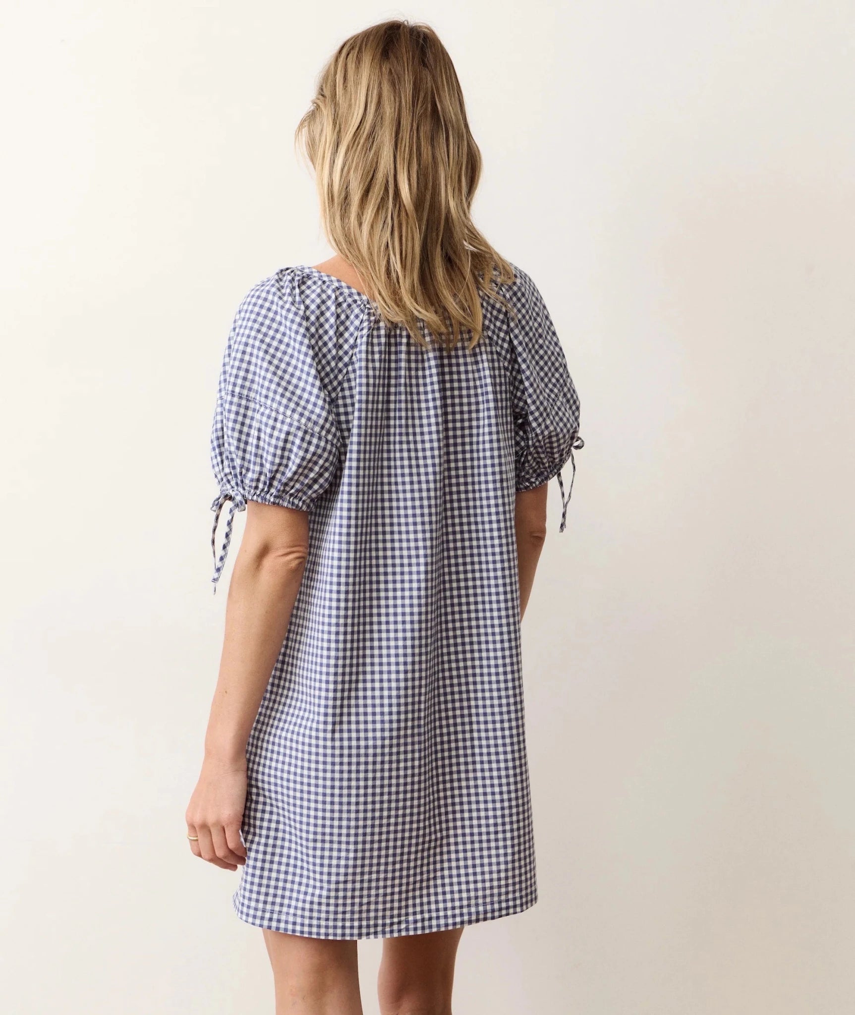 Rose & Lee Co Aleca Dress, Bay Blue Gingham by Marine Layer Casual Dresses