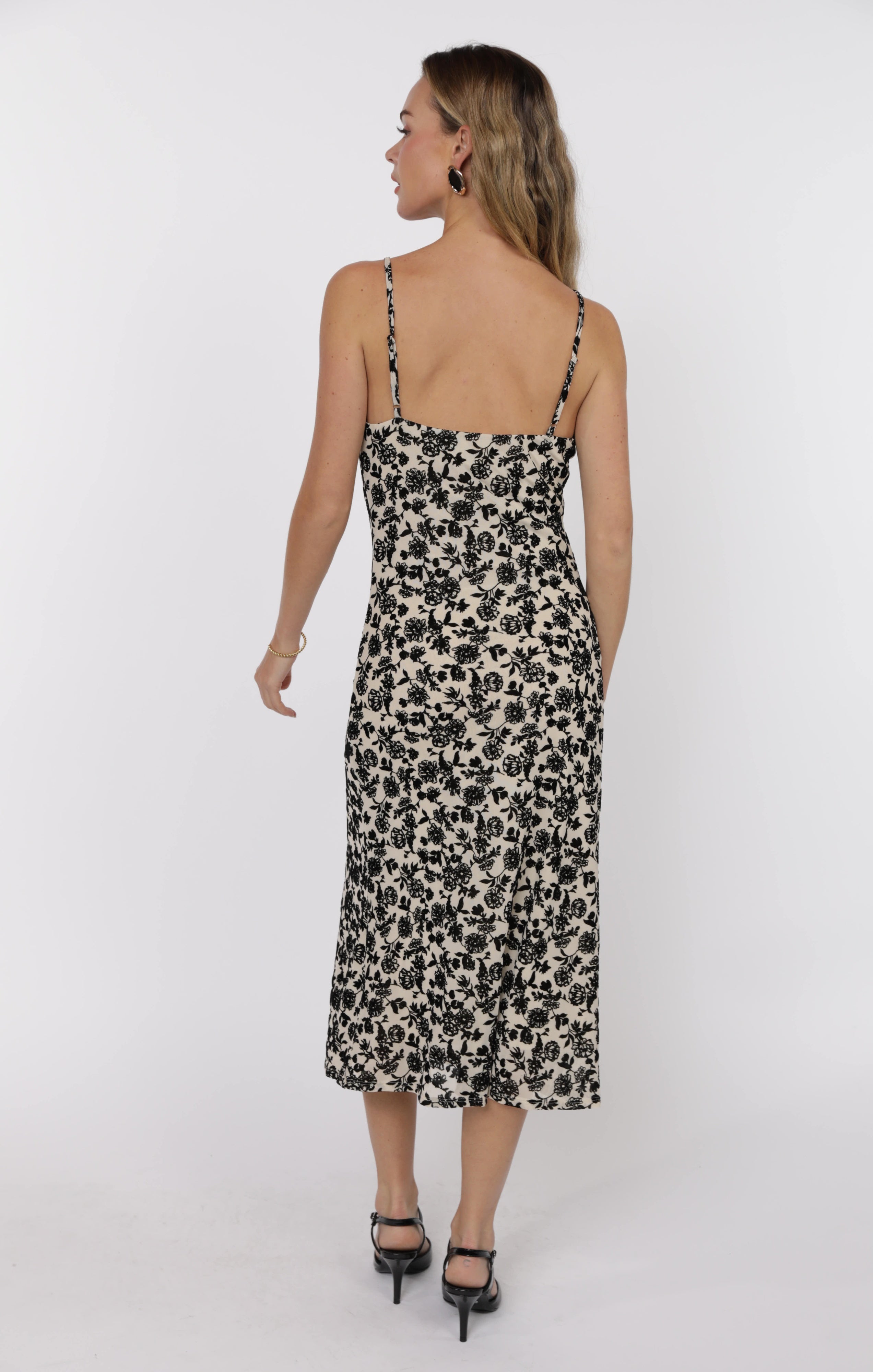 Sleeveless Cowl Neckline Midi Dress