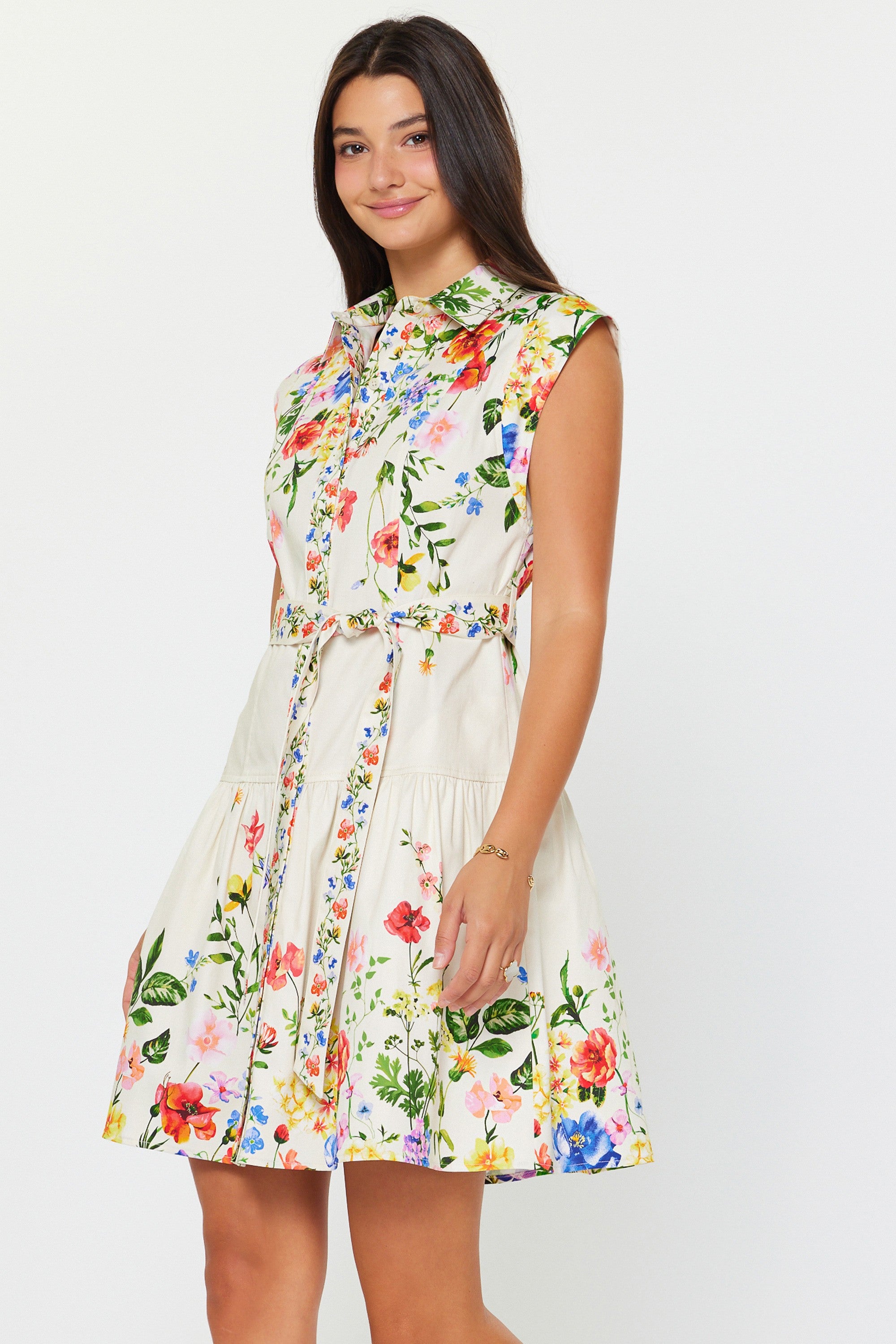 White/Multi Colored Floral Mini Dress