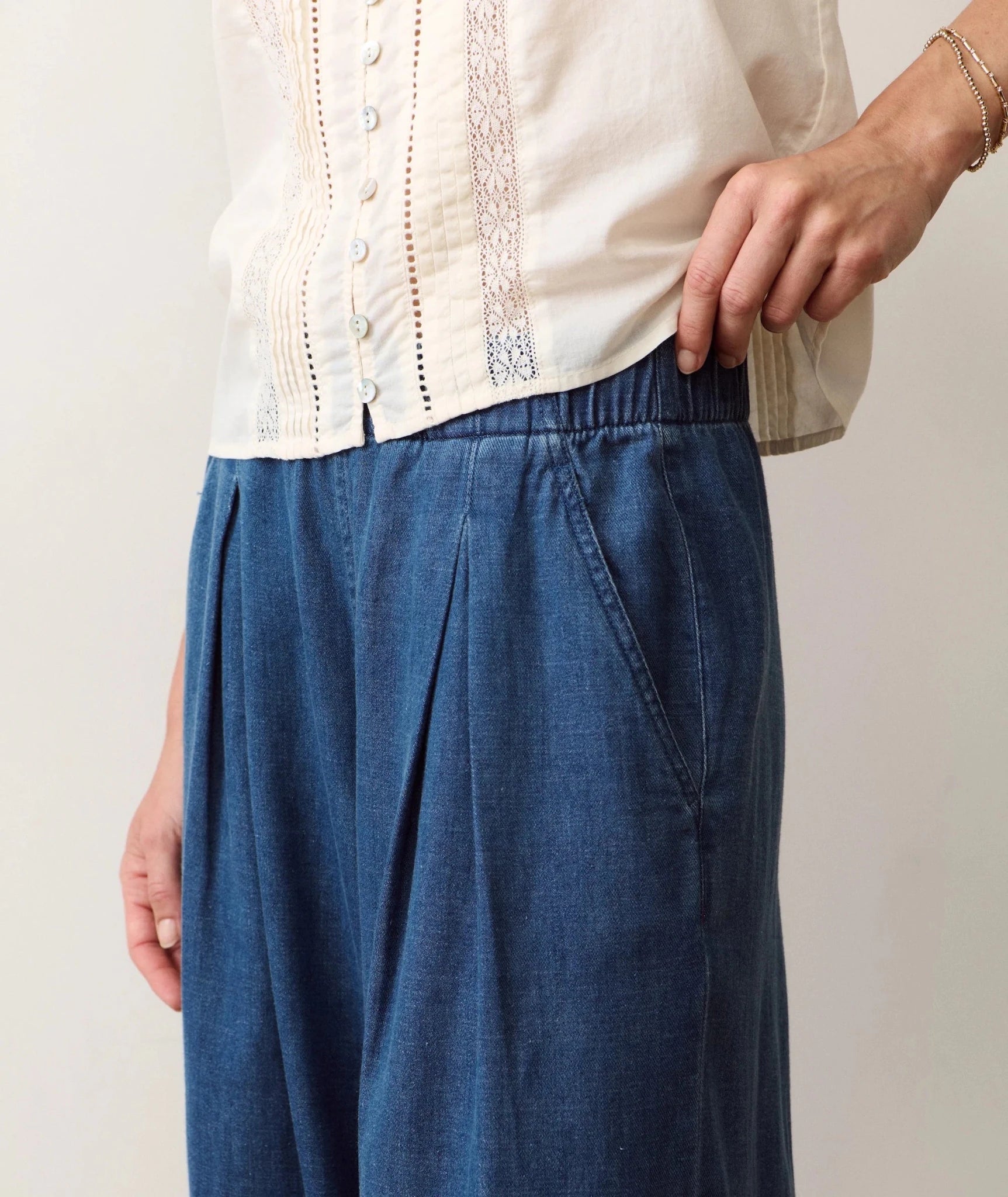Rose & Lee Co Allison Denim Pants, Medium Wash by Marine Layer Denim