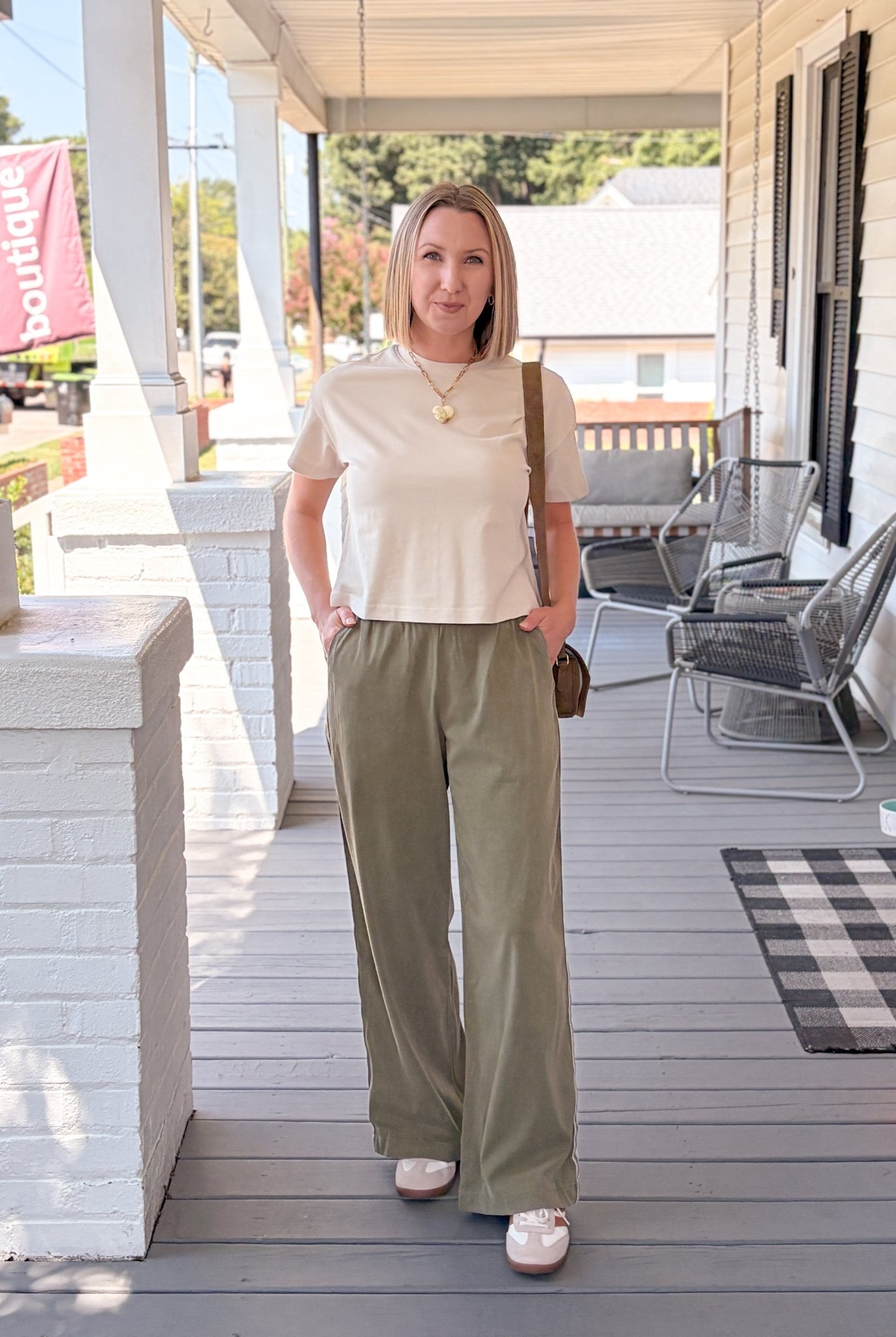 Rose & Lee Co Allison Pants, Olive by Marine Layer Pants