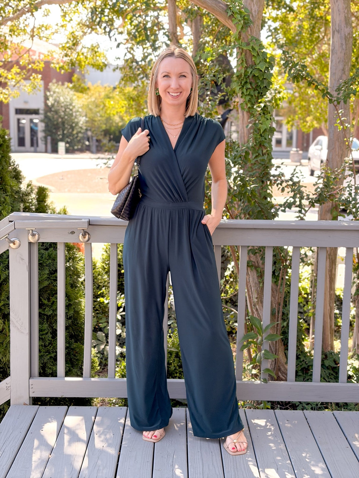 Rose & Lee Co Amelia Jumpsuit, Hunter Green Jumpsuit