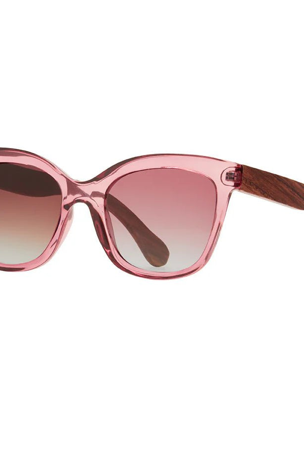 Rose & Lee Co Amelia Sunglasses, Crystal Rose + Walnut Wood + Rose/Smoke Polarized Accessories