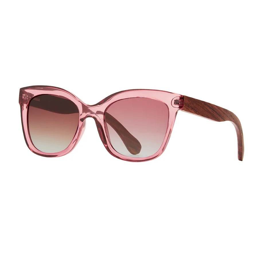 Rose & Lee Co Amelia Sunglasses, Crystal Rose + Walnut Wood + Rose/Smoke Polarized Accessories