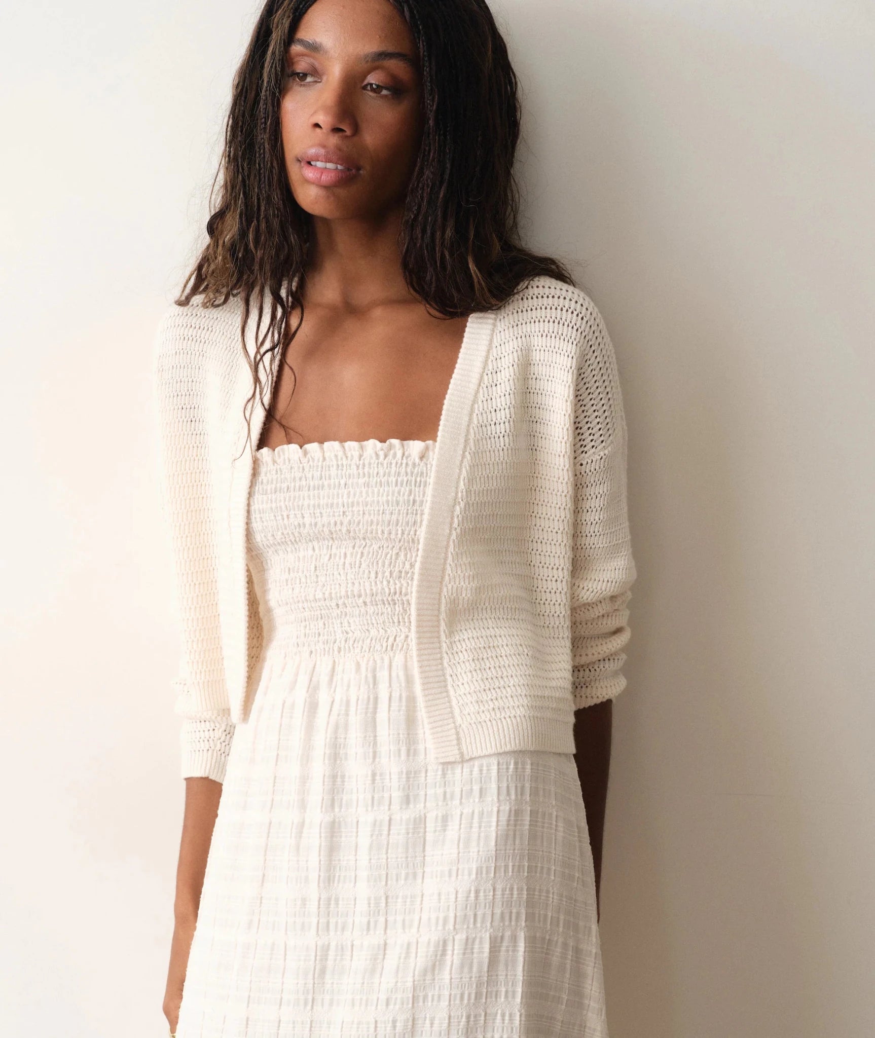 Rose & Lee Co Anacapa Cardigan, Antique White by Marine Layer Cardigan