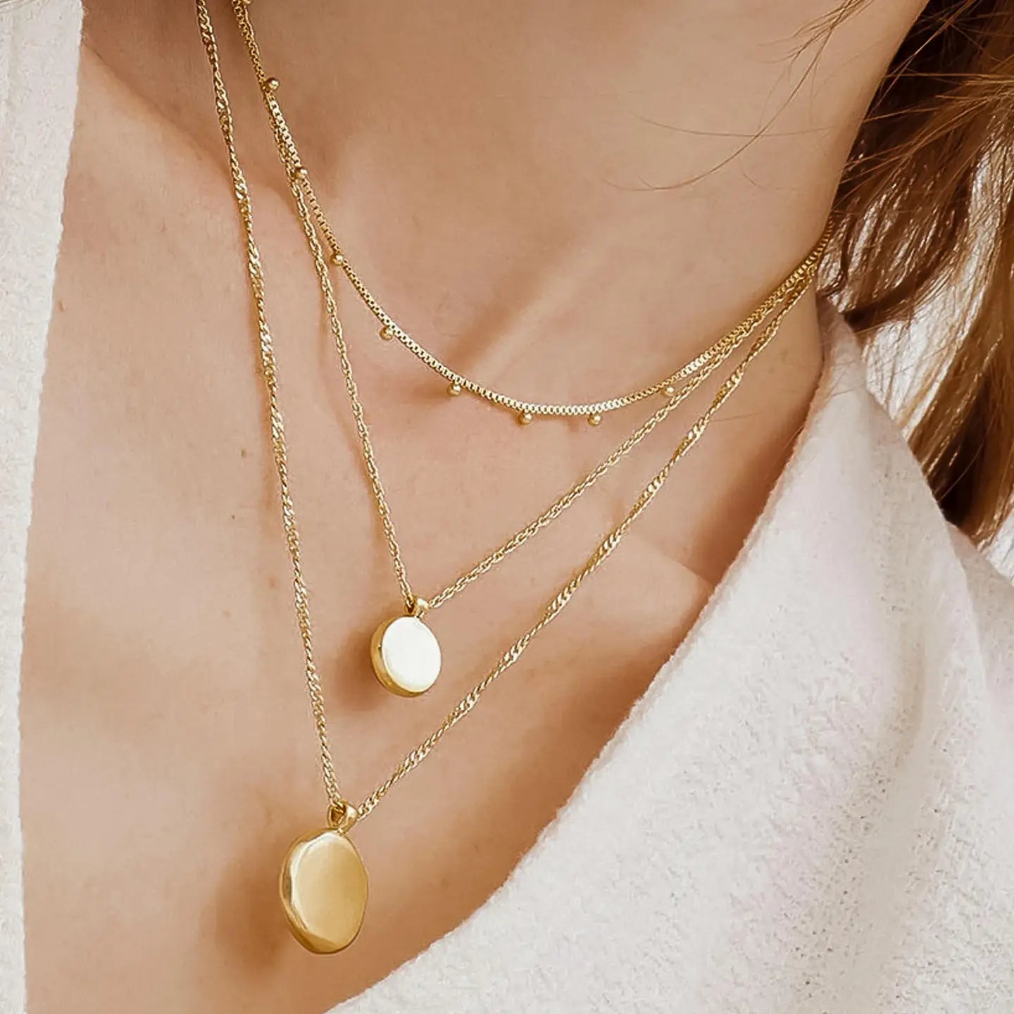 3 Layered Gold Necklace