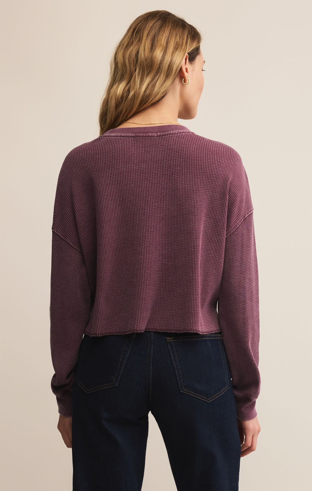 Thermal Knit Burgundy Long Sleeve Top
