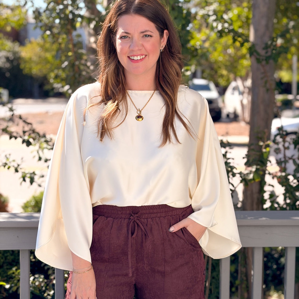 Rose & Lee Co Annalee Top, Ecru Work Tops