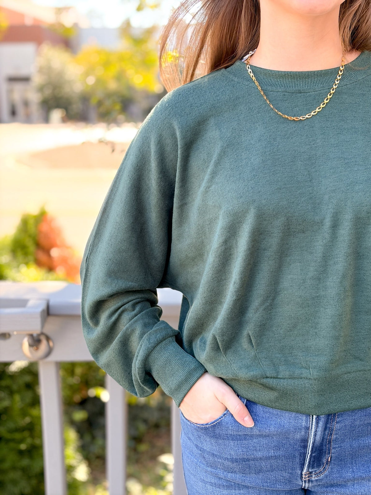 Rose & Lee Co Anneke Top, Dark Pine Heather Long Sleeve