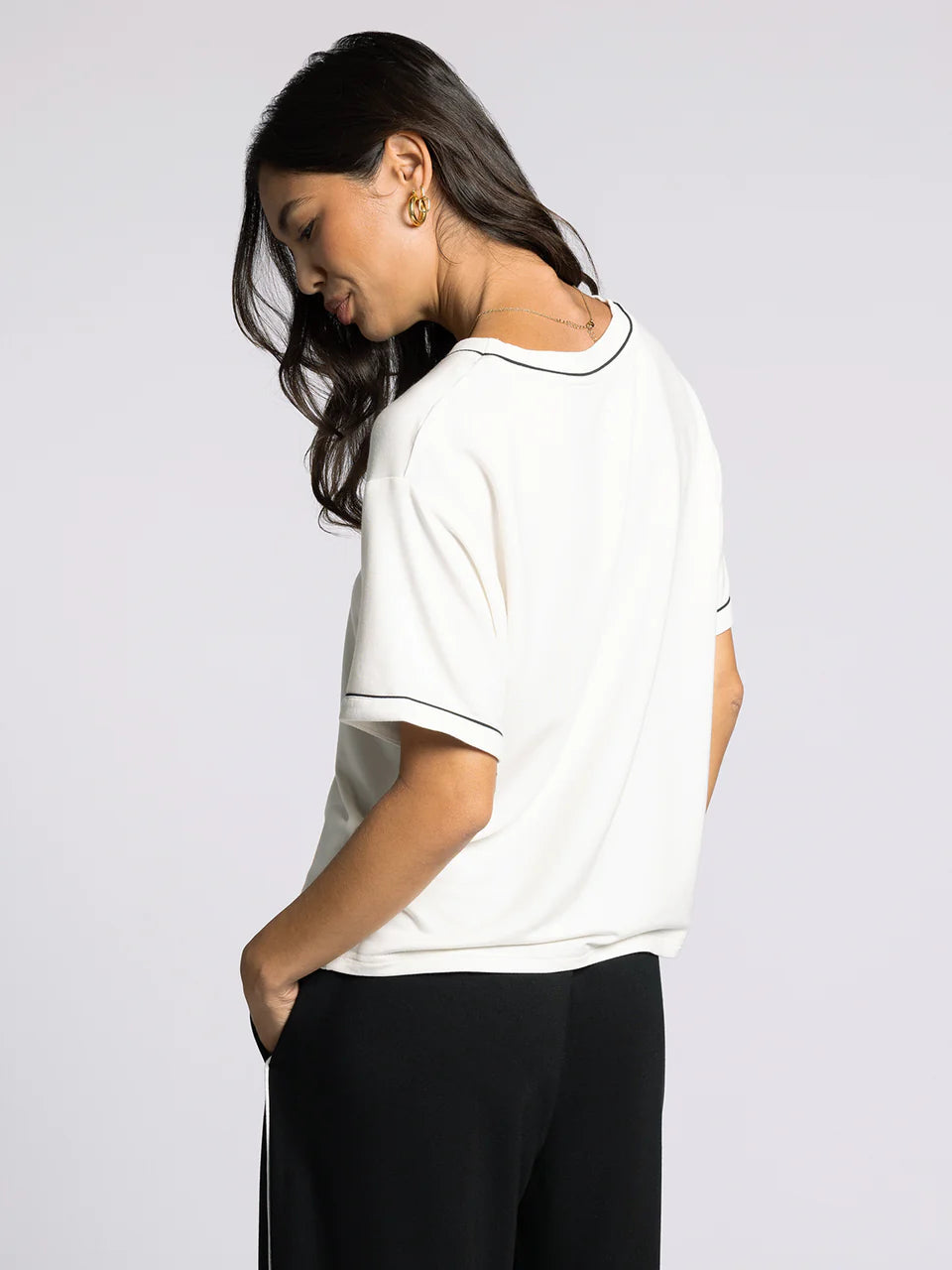 White with Black Detailing Short Sleeve Tee