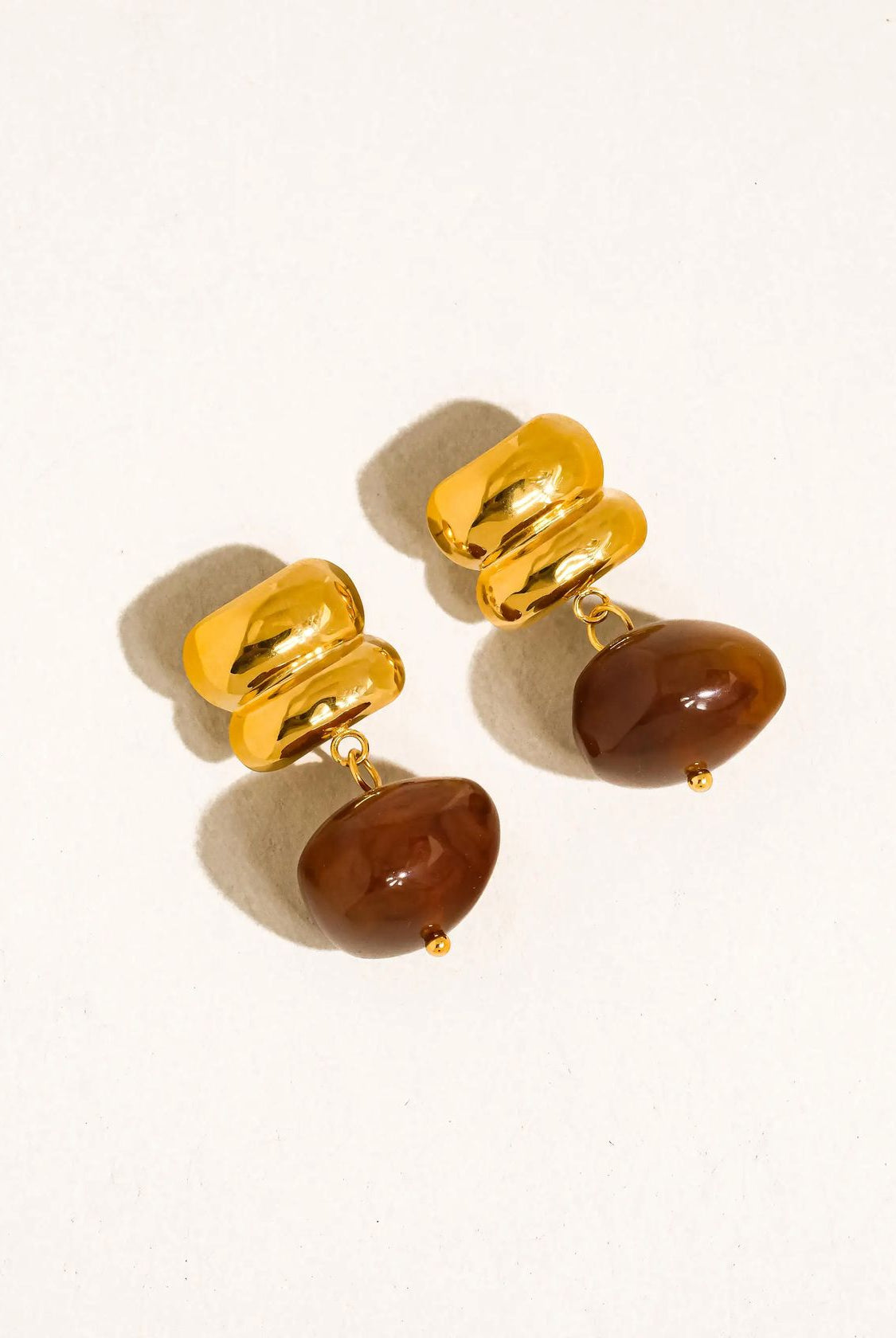 Rose & Lee Co Annina Agate Earrings, 18k Gold Earrings