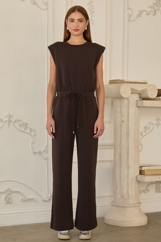 Espresso Brown Modal Short Sleeve Jumpsuit