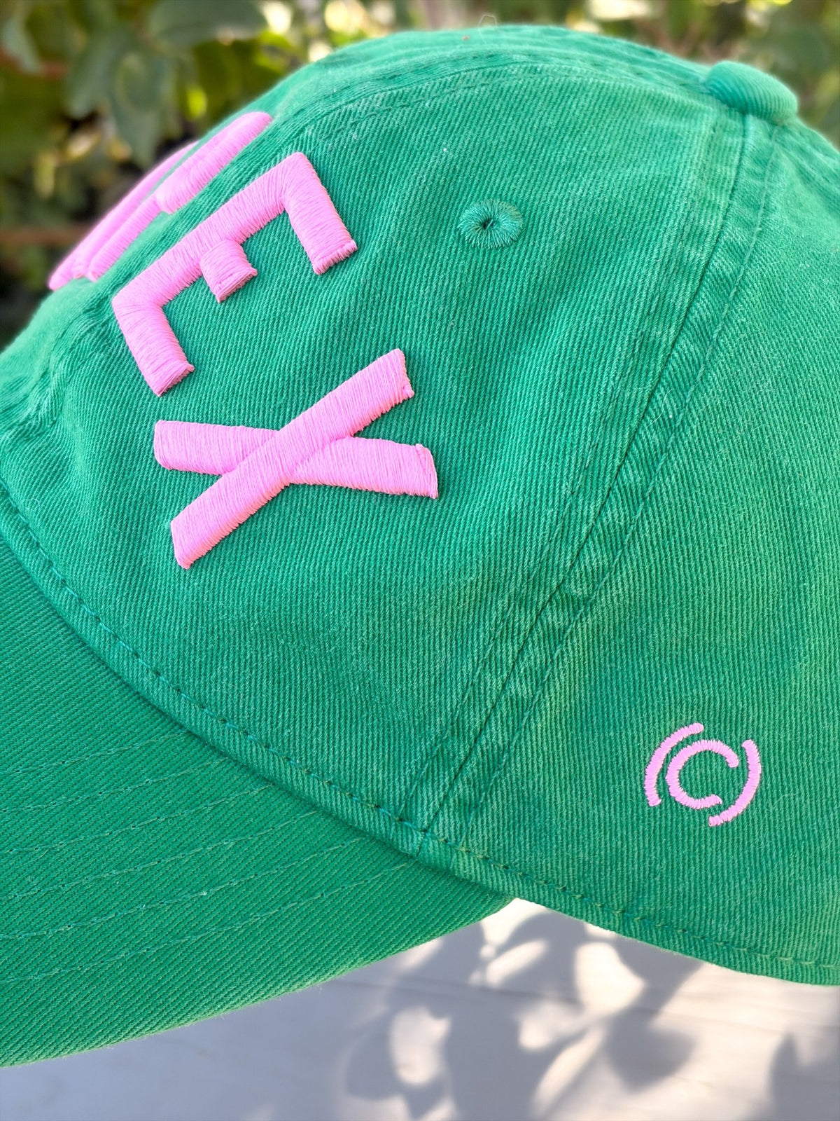 Rose & Lee Co APEX Arched Cotton Dad Hat, Green/Bright Rose Accessories