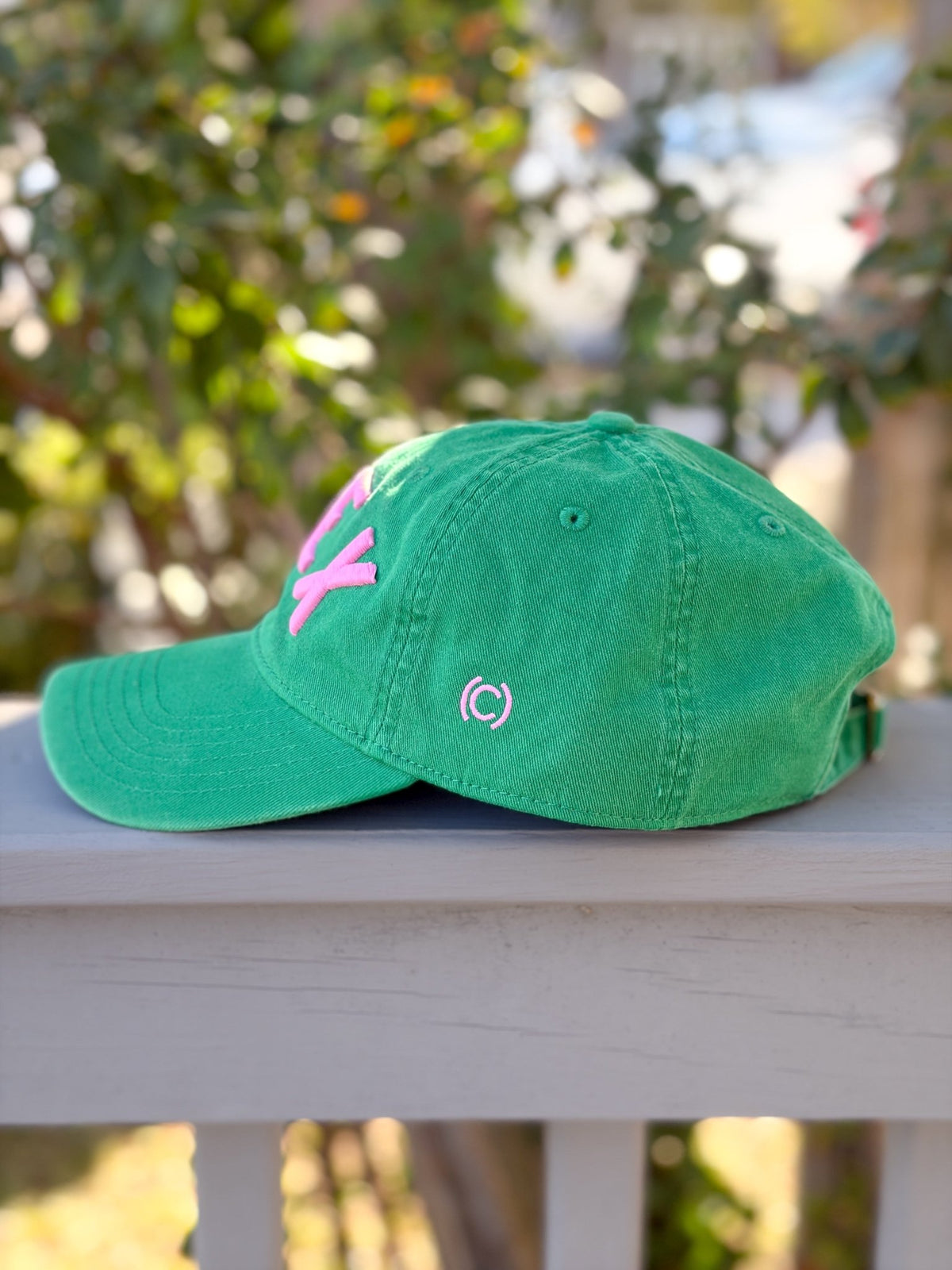 Rose & Lee Co APEX Arched Cotton Dad Hat, Green/Bright Rose Accessories