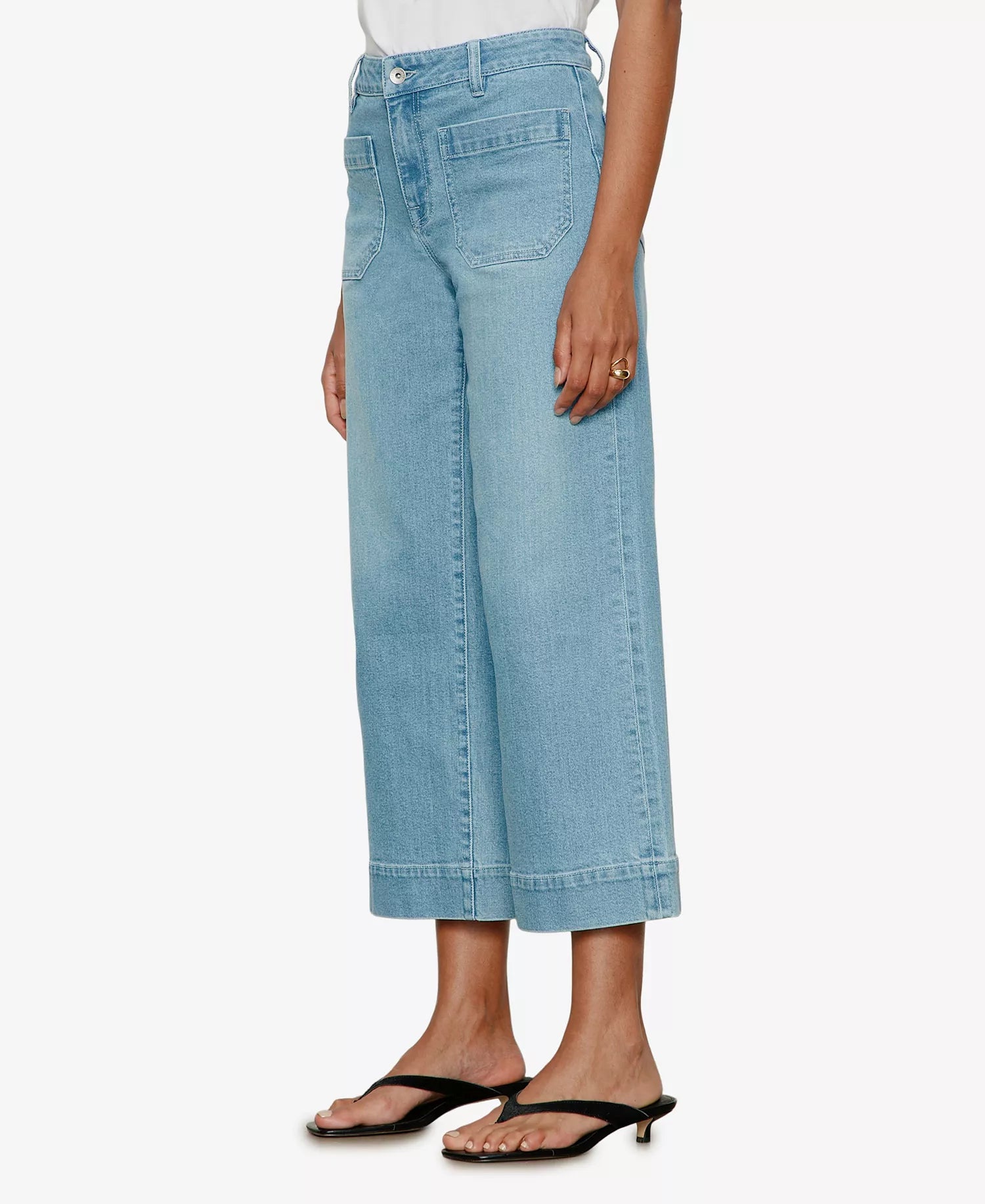 standard rise, cropped, lightweight denim