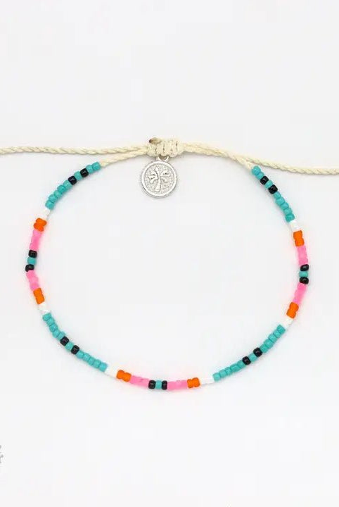 Rose & Lee Co Nusa Dainty Beaded Bracelet, Aqua & Coral Bracelets