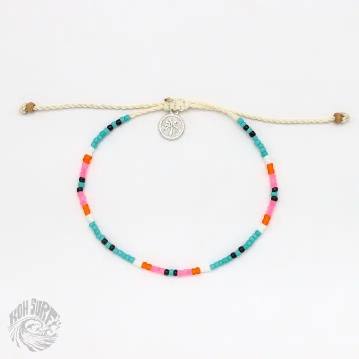 Rose & Lee Co Nusa Dainty Beaded Bracelet, Aqua & Coral Bracelets