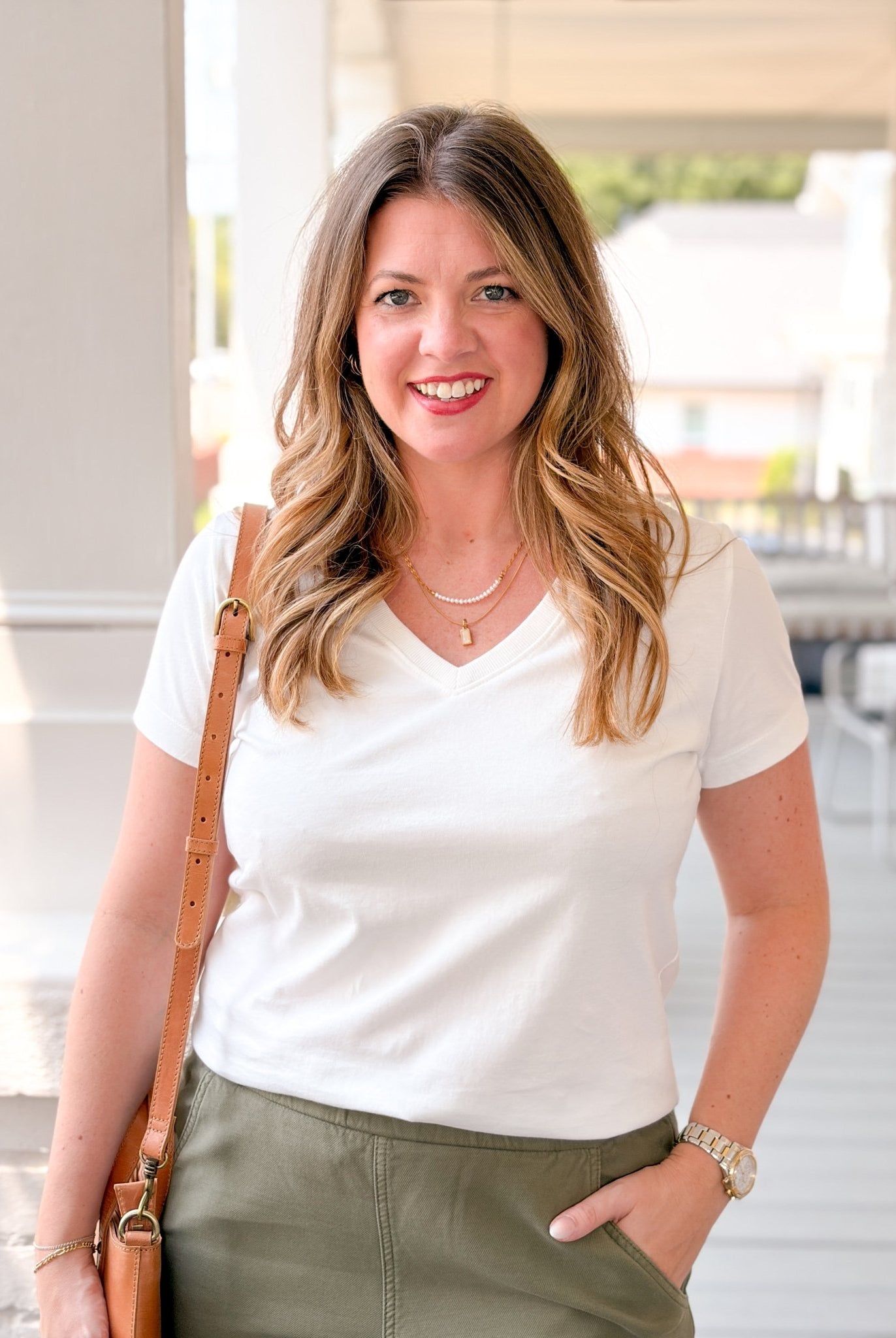 Rose & Lee Co Aria Tee, White short sleeve