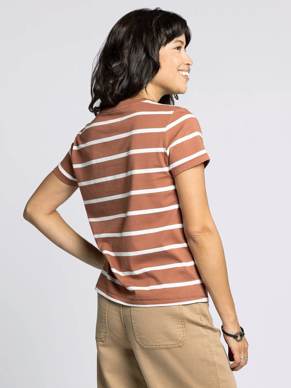 Striped Brown and White Short Sleeve Tee