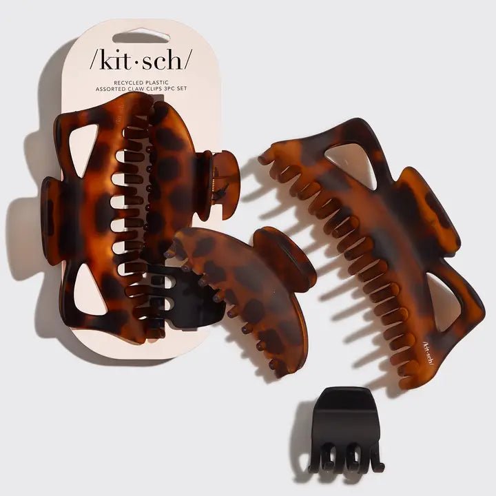Rose & Lee Co Recycled Plastic Assorted Claw Clips 3pc,Jumbo Hair