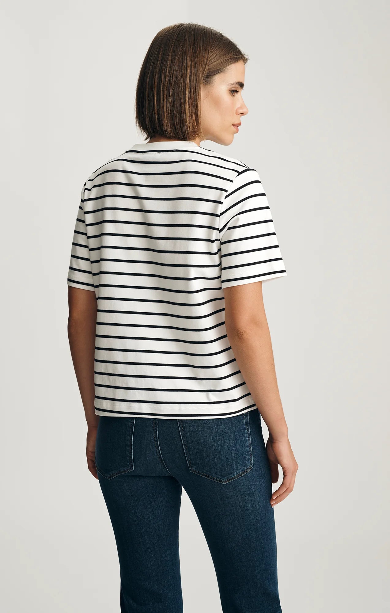 Rose & Lee Co Audrey Top, Black/White Stripe by Mavi Jeans short sleeve