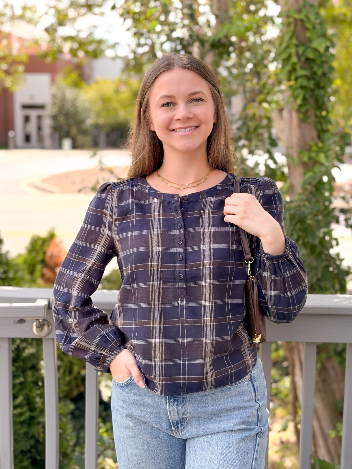 Rose & Lee Co Autumn Plaid Top, Eclipse by Z Supply Long Sleeve