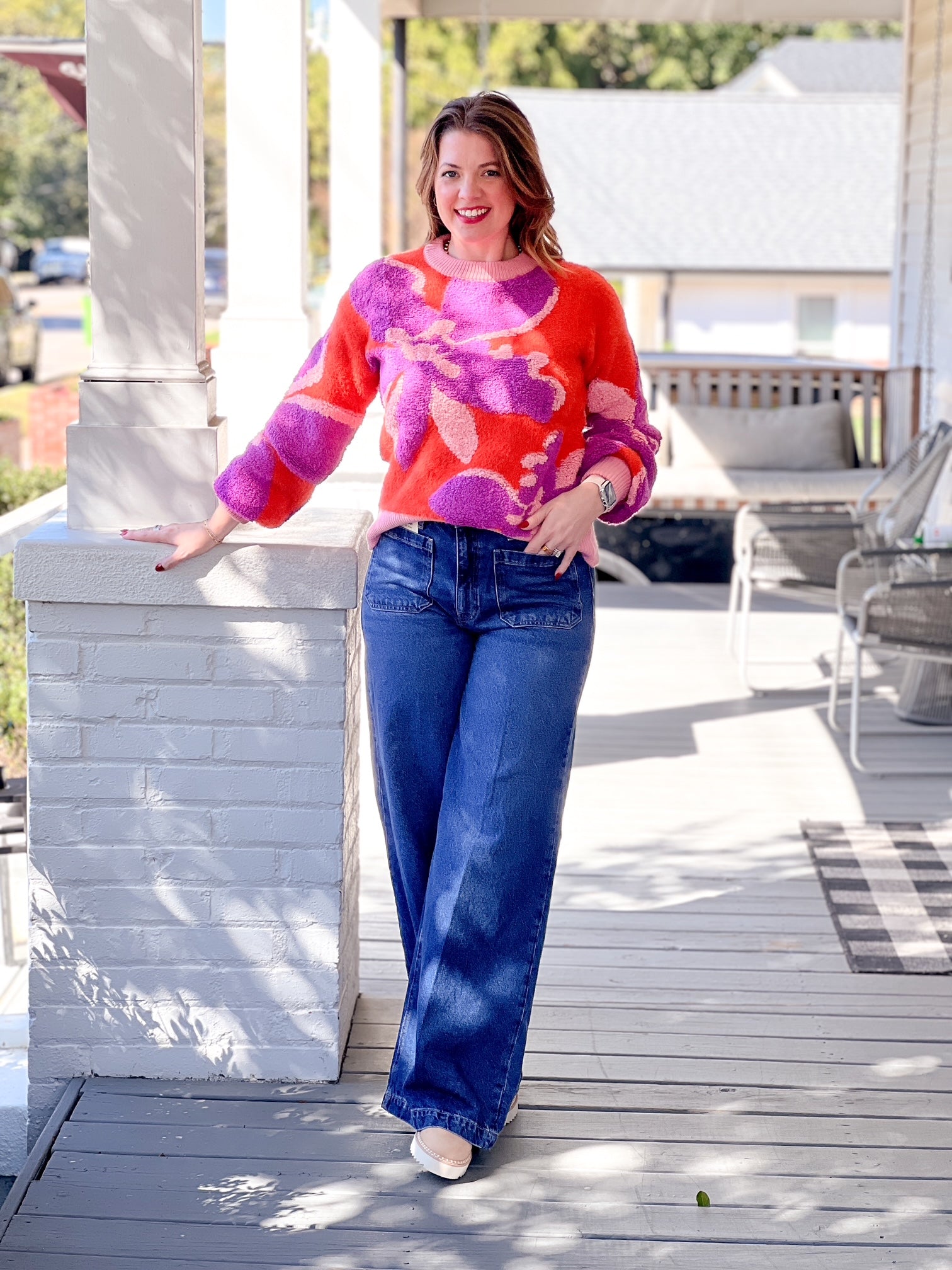 Floral Print Long Sleeve Sweater