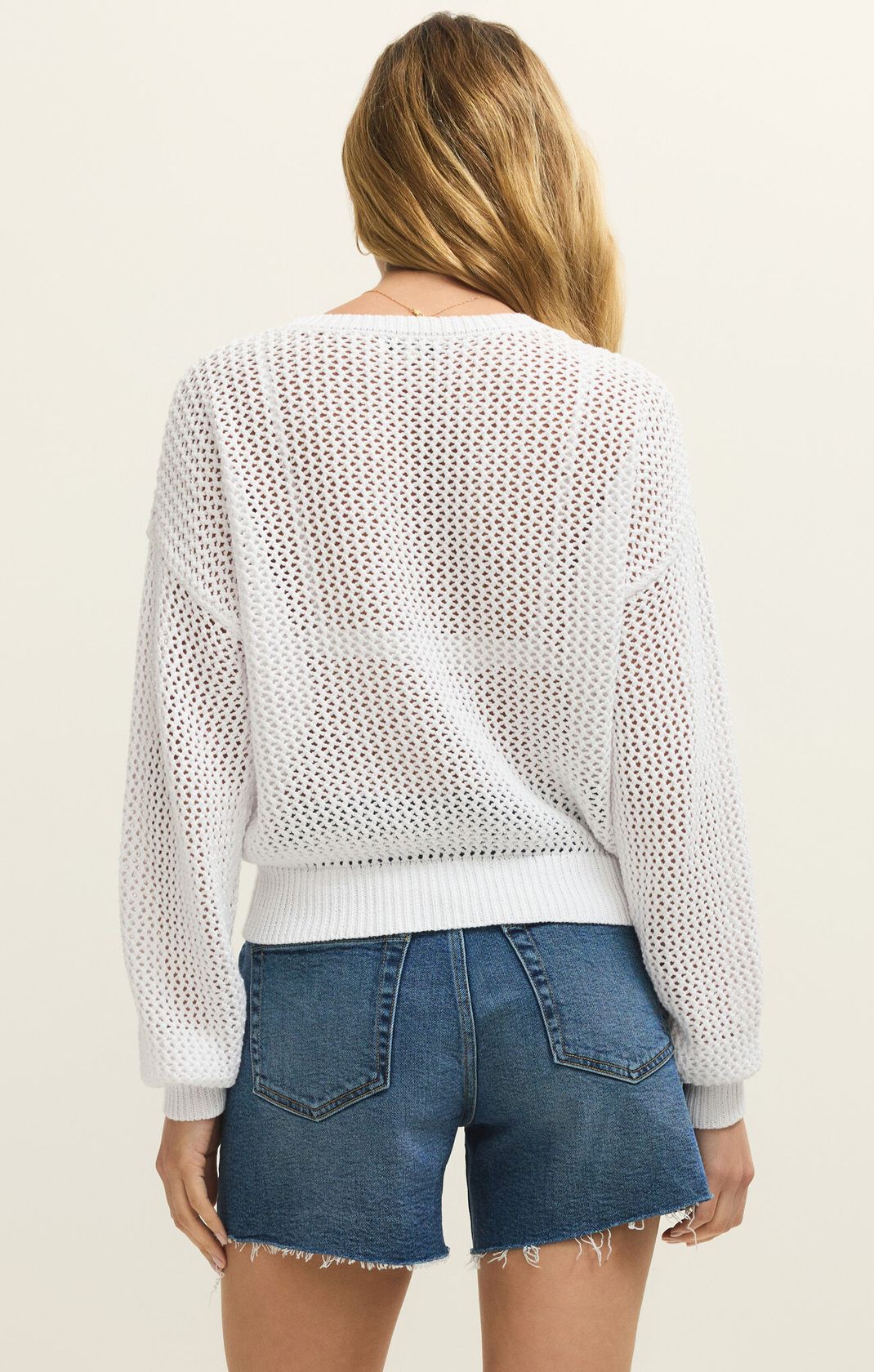 White Open Knit Beach Sweater