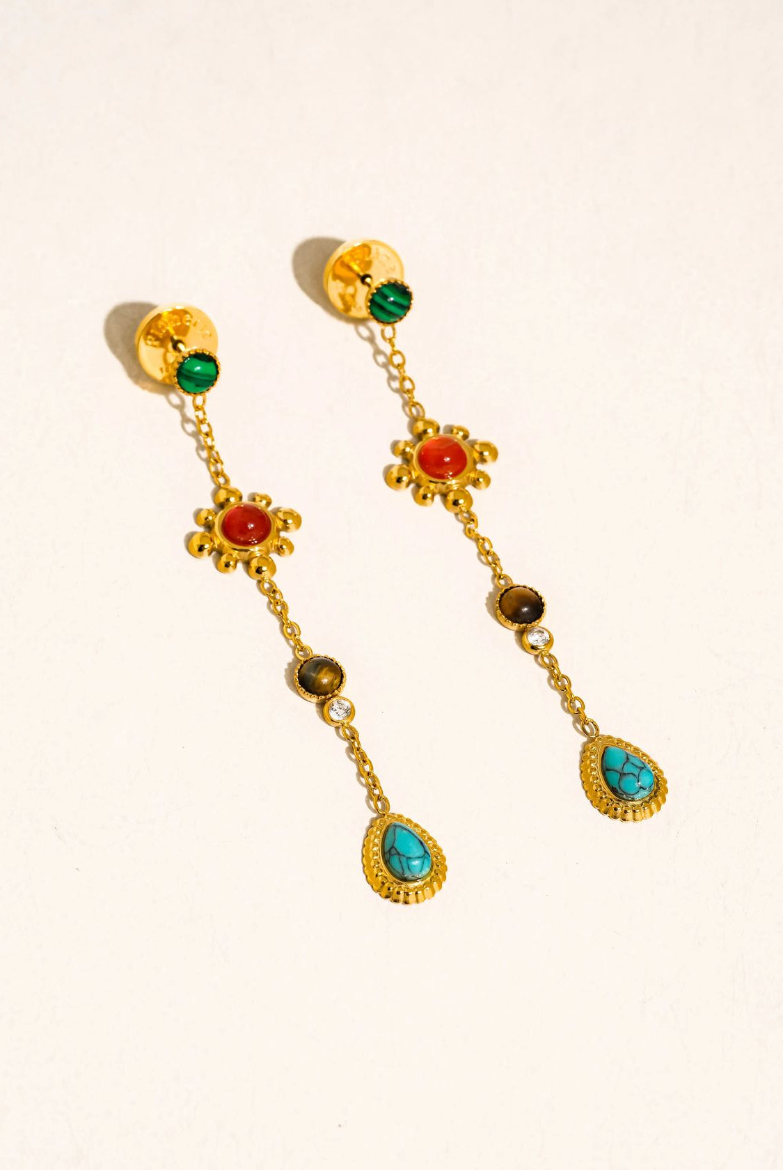 Rose & Lee Co Bellevie Gemstone Drop Earrings, 18k Gold Earrings