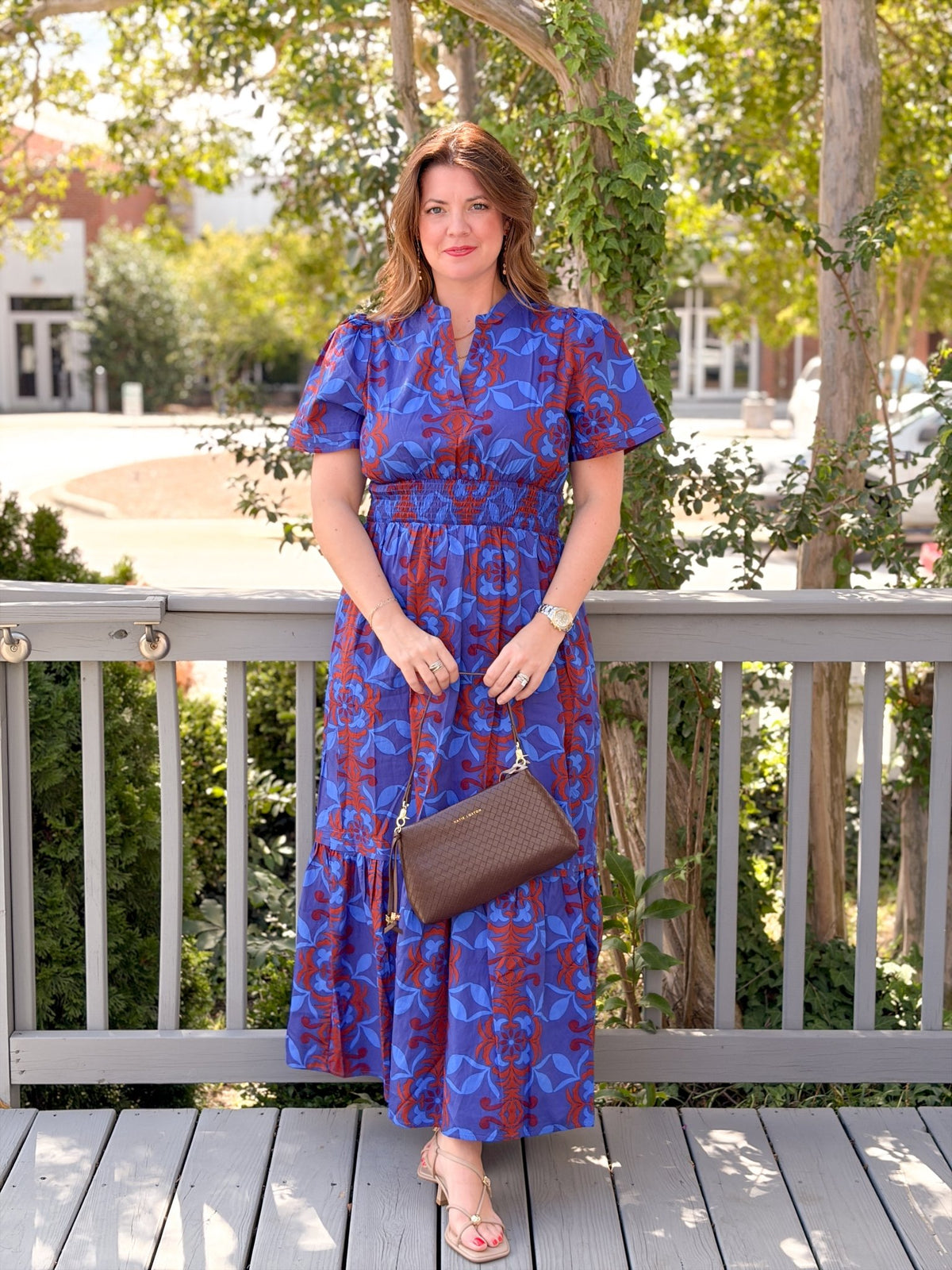Rose & Lee Co Belraj Dress, Navy/Burgundy Casual Dresses